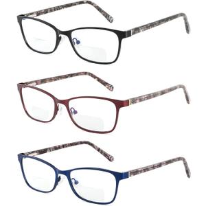 Small Bifocal Reading Glasses Women Blue Light Computer Reader Clear Top Cateye Ladies Designer Stylish Eyeglasses (Multicolor)