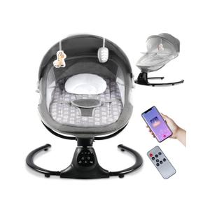 Baby Swing for Infants to Toddler, Baby Swing with 5 Point Harness, Support Music Playback, 5 Sway Speed, Electric Swing for Baby with Remote Control, Indoor & Outdoor Use (Gray)