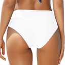 YELAIVP Women's V Cut Bikini Bottom Cheeky High Waisted High Cut Swimsuit Bathing Suit Bottoms (White)