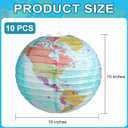 10 Pieces World Map Paper Lanterns 10 Inch Paper Globes Lanterns Map Classroom Lantern Decor Travel Map Hanging Paper Lantern for Home School Birthday Earth Theme Party Decor Supplies