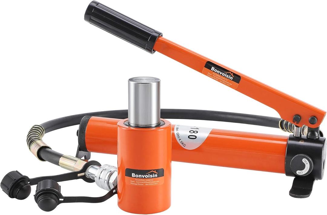 Bonvoisin 20T Hydraulic Cylinder Jack Porta Power Ram 2" Stroke Mini Single Acting Lifting Cylinders with Hydraulic Hand Pump for Machinery Shipbuilding