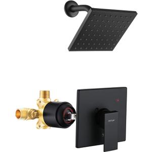 Esnbia Tub Shower Kit, Bathtub Shower Faucet SetValve Included) with 6-Inch Rain Shower Head, Single-Handle Shower Trim Kit, Matte Black