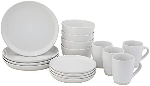 Safdie & Co. HK03106 Set-16Pcs, Set includes 4 dinner plates 10.5", 4 Salad plates 7.5", 4 bowls 6" and 4 mugs 360ml, 2 Tone Cream