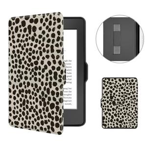 MOROCK Case for 6" Kindle Paperwhite 5th/6th/7th Generation 2012-2017 Released(Model No. EY21 & DP75SDI), Premium Lightweight PU Leather Cover with Hand Strap, Auto Wake/Sleep, Khaki Leopard Print