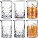 Inbagi 6 Pcs Cocktail Mixing Glass 24 oz Bartender Crystal Stirring Glass Thick Bottom Bar Seamless Mixing Pitcher for Stirring Drinks Home Bar Accessories, 6 Styles