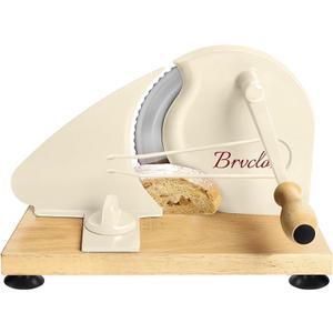 Upgraded Manual Bread Slicer for Homemade Sourdough Bread, Metal Guide & Adjustable Thickness, Hand Crank Bread Slicer with Scale Line and Suction Cup, Sharp Blade, Suitable for Sourdough Bread, Etc. (Cream)
