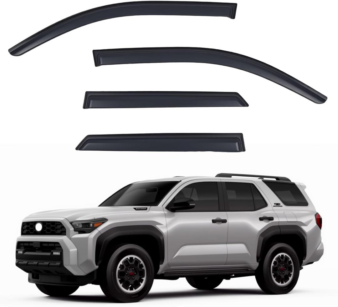 Window Visors Rain Guards fits 2025 2026 Toyota 4Runner, Out-Channel Side Window Wind Deflectors Vent Shades Accessories, Dark Smoke 4 Pcs