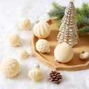 Wironlst Velvet Ornaments for Christmas Tree, 4 Style Flocked Matte Velvet Christmas Ball Ornaments, Shatterproof Decor for Xmas Tree Wedding Holiday Party Home (2.36" 25pcs Cream)