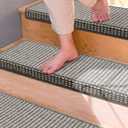 Brakki Bullnose Carpet Stair Treads, Stair Treads for Wooden Steps, 14pcs | Non Slip and Washable, Stair Rug for Indoor Runner and Pets, Soft Edging Staircase Protectors, L29.5" x W9.5", Grey Cream