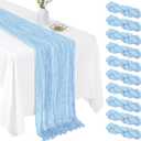 10 Pack Baby Blue 17 x 108 Inch Cheesecloth Table Runner - Boho Gauze Sheer Fabric for Wedding Baby Shower Party Home Decor