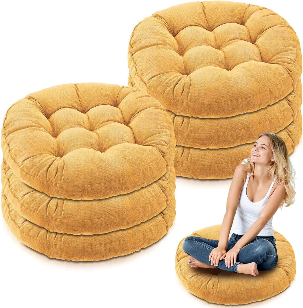Jerify 6 Pcs Yellow Large Floor Pillow Cushion, Round 22 x 22