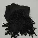 OYOANGLE Women's Plus Size Studded Fringe Trim Open Front Sleeveless Faux Suede Vest Jacket (3X-Large Plus, Black)