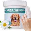 Pack of 2, No Pawblems Natural Ear Wipes Finger for Dogs & Cats Comfy Finger Design | Clean Ear Wax, Debris & Dirt Gently | 50 Count Pack