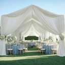 12 Panels 5x20ft Ivory Ceiling Drapes for Wedding Parties, Wrinkle Free Thick Polyester 20ft Extra Long Wedding Draping Ivory Ceiling Curtains Arch Drapery for Birthday Party Canopy Tent Decor