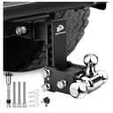METOWARE Trailer Hitches, Adjustable Trailer Hitch Ball Mount-Fits 2.5" Receiver-Heavy Duty Drop Hitch, Tri-Ball (1-7/8" x 2" x 2-5/16") 6" Drop/Rise, 18,000 GTW and Anti-Theft Stainless Steel Lock