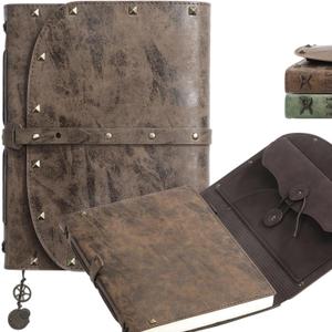 Notebook/Journal for Women Men 288 Pages A5 Hardcover Leather Journals for Writing,Travel,Business,Work & School,College Ruled Notebooks for Note Taking, Diary Notepad 7.4"9.4" (Khaki)