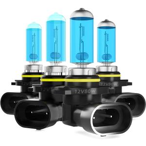 Headlight Bulbs Fit For Chrysler PT Cruiser 2001-2010, 9005 9006 High Low Beam Combo, Super Bright 5500K White Light High Performance Halogen Light Bulbs, 4PCS