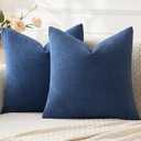 MIULEE Navy Blue Couch Pillow Covers 22x22 Inch, Set of 2 Soft Chenille Decorative Euro Throw Pillow Covers Farmhouse for Sofa Living Room Bed