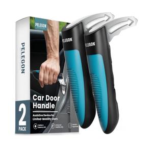 PELEGON Car Door Handle for Elderly (2 Pack) Car Cane Assist Handle with Anti-Slip Grip, Steel Hook for Secure Latch Fit, Supports Up to 300 lbs, Easy Tool-Free Use