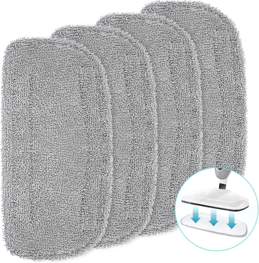 LOVECO 4 Pack Steam Mop Pads Compatible with GorFanty GF-6610B/GF-6610, Neugo NE033/NE033M & Mxnsewr, Washable Microfiber Steam Mop Replacement Pads for Multi-Surface Cleaning