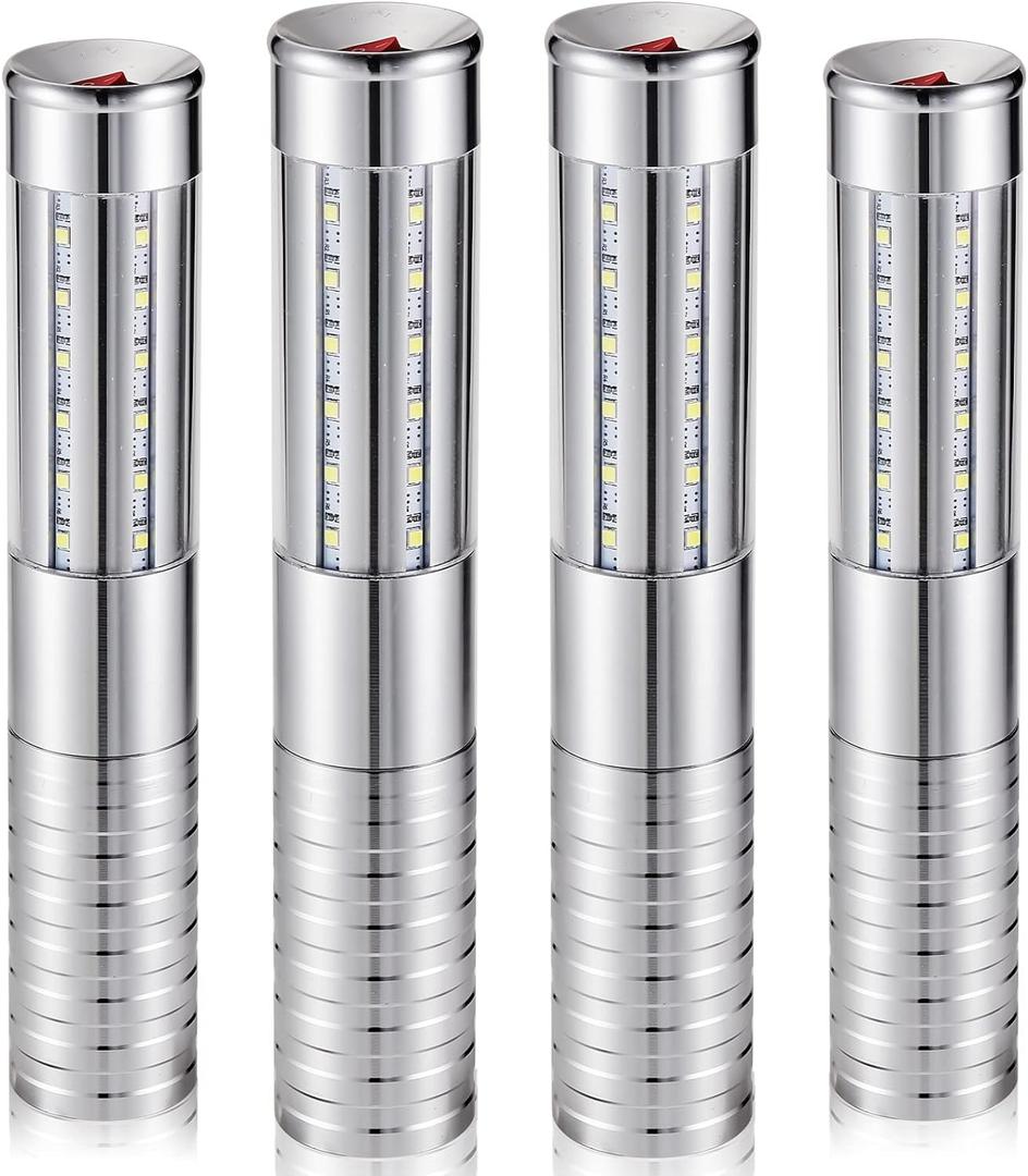 Civaner Upgrade 4 Pcs Bottle Service Lights LED Strobe Baton Bottle Girl Lights Rechargeable Handheld Flashing Club Signs for Birthday Wedding Party(Silver White Light)