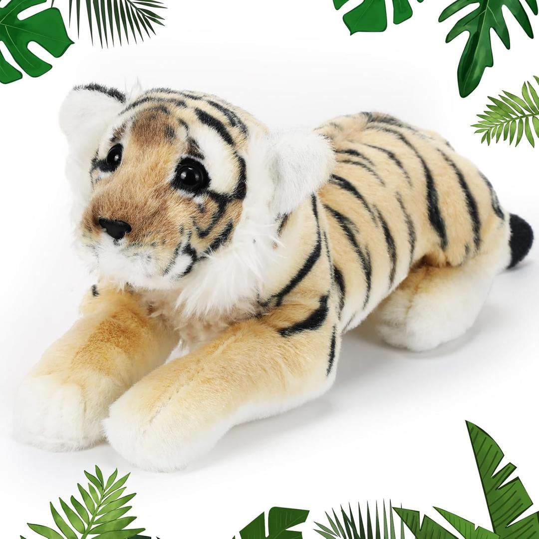 15 Inch Stuffed Animal Tiger Easter Gifts Tigers Plush Realistic Wild Jungle Animals Tigers Toys for Girls Boys Birthday (Tiger)