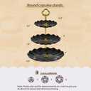 Pack of 10 NWK Cake Stand Set, with 3 x Two-Tier and 3 x Three-Tier Cupcake Stands, 4 x Appetizer Trays, 1 x Tablecloth for Birthday Bridal Baby Shower Party (Black)
