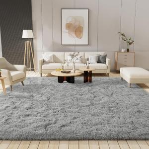 LOCHAS Ultra Soft Indoor Modern Area Rugs 9x12, Fluffy Living Room Carpets for Children Bedroom Home Decor Nursery Rug, Grey (9' x 12')