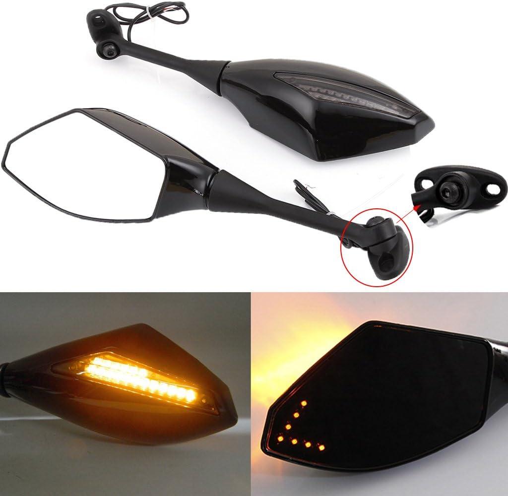 Black Motorcycle Side Rear View Mirrors with Turn Signal for Sport Bike Honda CBR600RR 2003-2011 CBR1000RR 2004-2007(Smooth Black + Smoke Lens)
