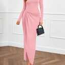 PRETTYGARDEN Women's Fall Cocktail Holiday Midi Dresses (Pink, S)