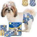 Pet Soft Dog Diapers Female Disposable Doggie Diapers with Wetness Indicator, Puppy & Cat Diapers Super Absorbent, Fit for Female Dog in Heat or Incontinence, 30pcs (XS, Mixed)
