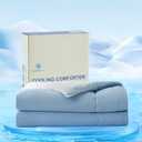 BedTreat Cooling Comforter Twin Size Cool Comforters for Hot Sleepers Cooling Blanket Breathable Comforter Summer Bedding Blue and Grey