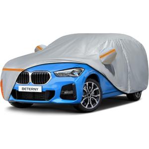 Waterproof Car Cover for 2009-2026 BMW X1, Custom-fit All Weather Sun Rain UV Dust Snow Protection Outdoor X1 Full Car Cover with Door Zipper and Cotton Lining-Gray