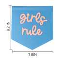 Girls Rule Mini Hanging Felt Banner，- Baby Kids Girl Nursery Wall Decor, Kids Room Flag, Cute Decorative Banner, Charming Decoration for Small Spaces (Blue)