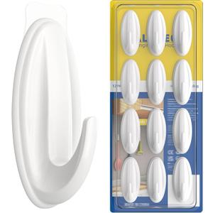 12 Pack Wall Hooks, Bathroom Adhesive Hooks with 13 Clear Adhesive Strips, Waterproof, Removable Washable Sticky Towel Hooks, Hook Holder for Hanging Coat, Loofah, White