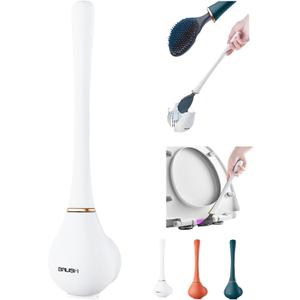 Modern Flexible Silicone Toilet Caspa for Home 2025 Silicone Toilet Wand Bowl Brush and Holder Cleaning Set Wall Mounted Rubber Bathroom Toilet Scrubber Bowl Cleaner Brushes with Dispenser (White)