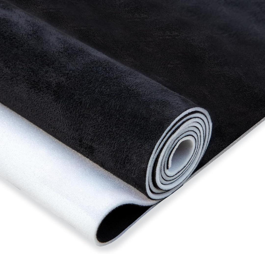 Suede Auto Headliner Fabric 96" L  60" W with Foam Backing - Black Interior Replacement Material for Car/Truck/SUV/RV Roof, Tube Packaging - Home Repair/DIY Headliner Material (96"L60"W)