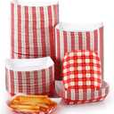 Honeydak 500 Pack 2 Lb Disposable Paper Food Boats Bulk Red and White Checkered Paper Food Trays Greaseproof Paper Hot Dog Trays Food Serving Boats for Snacks Sandwich Nacho Party BBQ Picnic
