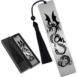 Dragon Bookmark for Men - Dragon Metal Bookmark Gifts for Readers Fantasy Novel Book Accessories with Pendant for Book Lovers Bookworm Teachers Reading Christmas Thanksgiving Birthday Gift