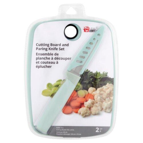 Culinary Elements Cutting Board With Paring Knife Set Blue 2 Pcs