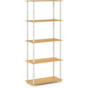 Furinno Turn-N-Tube 5-Tier Multipurpose Shelf / Display Rack / Storage Shelf / Bookshelf, Classic Tubes, Beech/White (5-Tier Classic Tube, Beech/White)