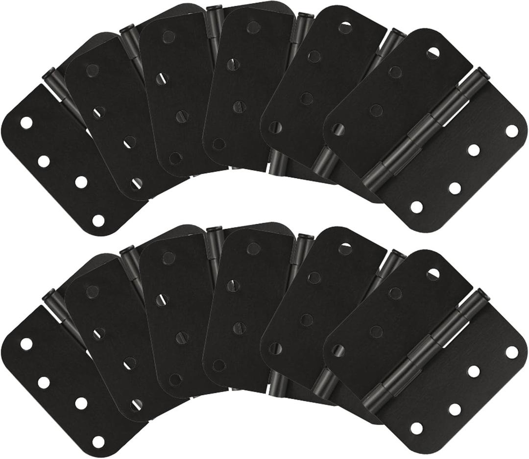 Design House 12-Pack Rounded Steel Door Hinges, Oil Rubbed Bronze - 4-inch x 4-inch Interior Hinges, 5/8-inch Radius, Fits Standard Doors Design House 189977