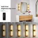 Battery Operated Resin Wall Sconce - Wireless Rechargeable Gold Wall Light Dimmable LED Remote Wall Sconces Lighting Modern Cordless Brushed Brass Vanity Light Fixture for Living Room Bedroom Bathroom, 19 Inch