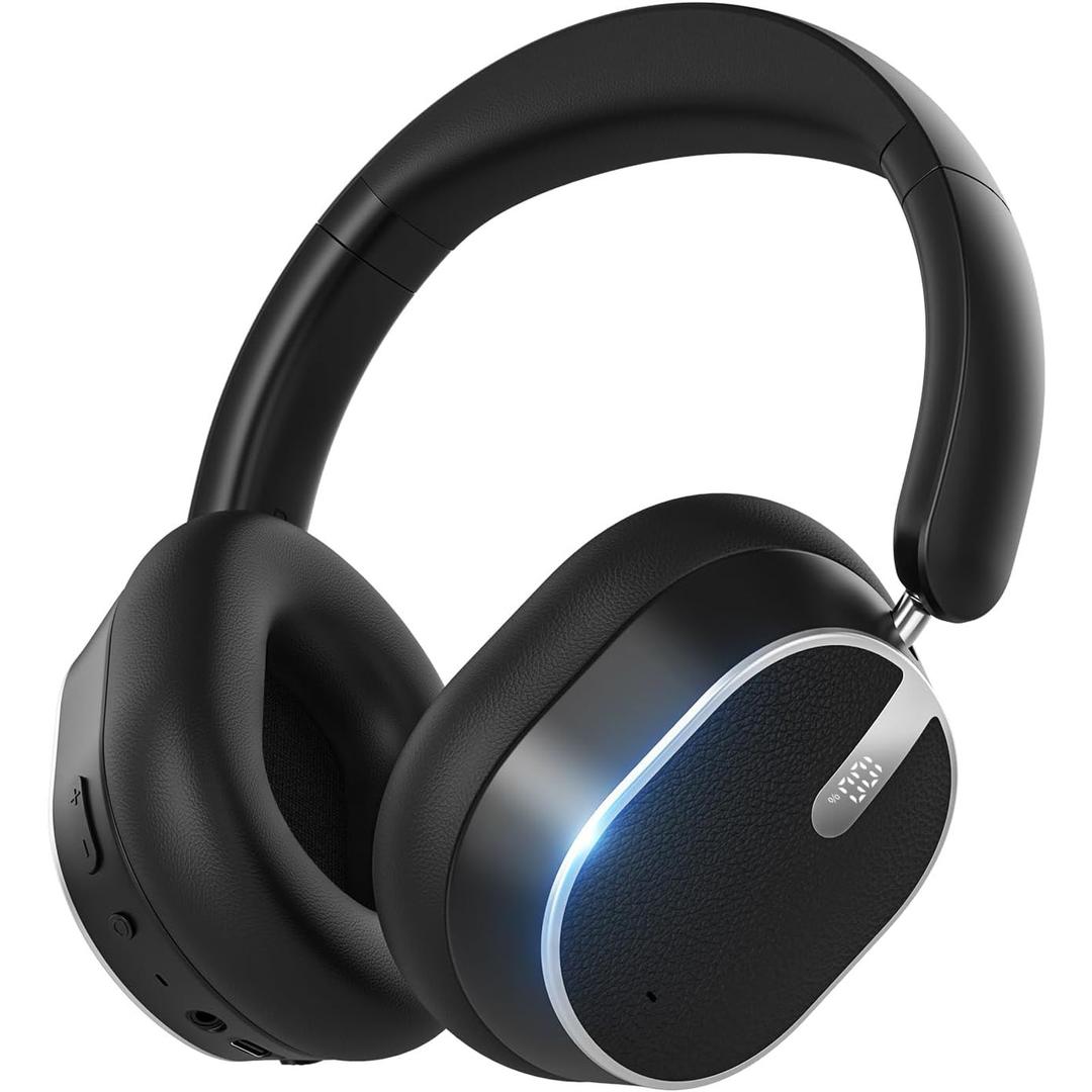 Hybrid Active Noise Cancelling Bluetooth Headphones,Bluetooth 6.0 Over Ear Wireless Headphones with 60H Playtime, Hi-Res Audio, Deep Bass, Memory Foam Ear Cups for Home Office Travel