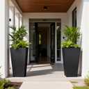 Sziqiqi Tall Planter for Indoor Outdoor: Set of 2 Large 21.6in Metal Taper Plant Pots with Inner Pots - Square Black Flower Pot with Drainage Holes for Outside Front Door Patio Garden Floor