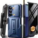 TONGATE for Z Fold 7 Case with Stylus & Pen Holder, [Built-in Privacy Screen Protector & Slide Camera Cover][Anti Spy] Military Grade Drop Stand Case for Samsung Galaxy Fold 7 with Belt Clip,Navy Blue