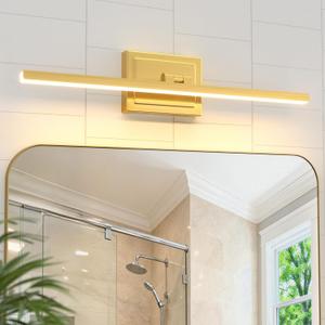 VOLISUN Bathroom Vanity Light 24 inch, 14W Dimmable 5CCT Led Bathroom Light Fixture Over Mirror, Gold Bar Vanity Light for Bathrooms-ETL Certificated