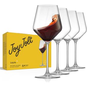 JoyJolt Layla Italian Red Wine Glasses, Set of 4, 17 oz Clear  Made in Europe