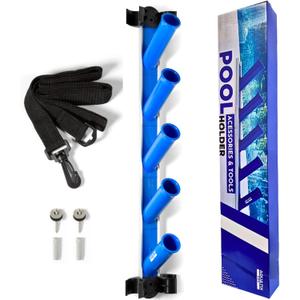 Aquatix Pro Pool Accessory Holder, Hanger & Organizer, Complete Kit, 110lbs Holding Power, Best for Swimming Pool Pole, Brush, Skimmer & Vacuum Head, Caddy for all Accessories & Attachments, Rustproof