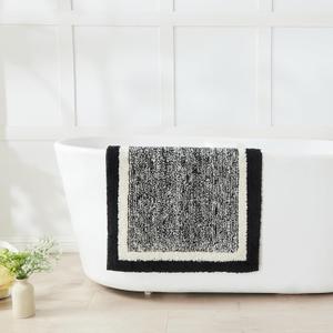 CozeCube Bath mats for Bathroom Non Slip, Fluffy Absorbent Microfiber Bath mat Washable, Aesthetic Bathroom Rugs, Long Jet Black Bath mat, Jet Black, 47" x 24" (3'11" x 2' (Rectangular))